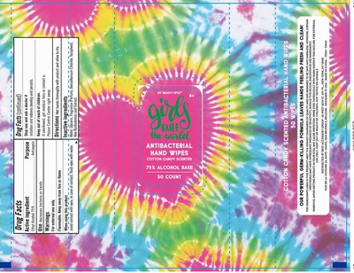 Label Image (Girls Rule The World Antibacterial Hand Wipe Cotton Candy 50 60 Pcs 75vv)